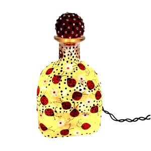 Designer " Lady Bug " Bottle Yellow Here is a unique handcrafted decorative